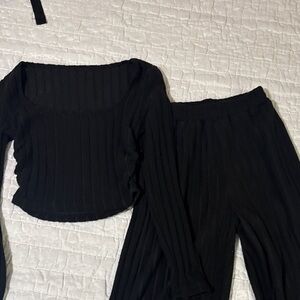 Elegant Black Ribbed Women's Jumpsuit